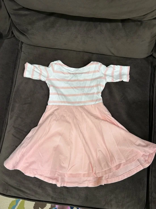 Hope & Henry Girls' Pink Stripe & Bow Fit-and-Flare Dress - Picture 5 of 6